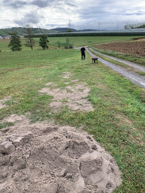 Sand zum Ausbessern der Strecke